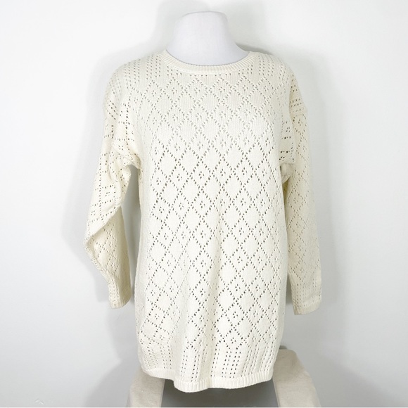 Banana Republic Sweaters - Vintage Banana Republic Pointelle Cream Knit Crewneck  Fisherman’s Sweater